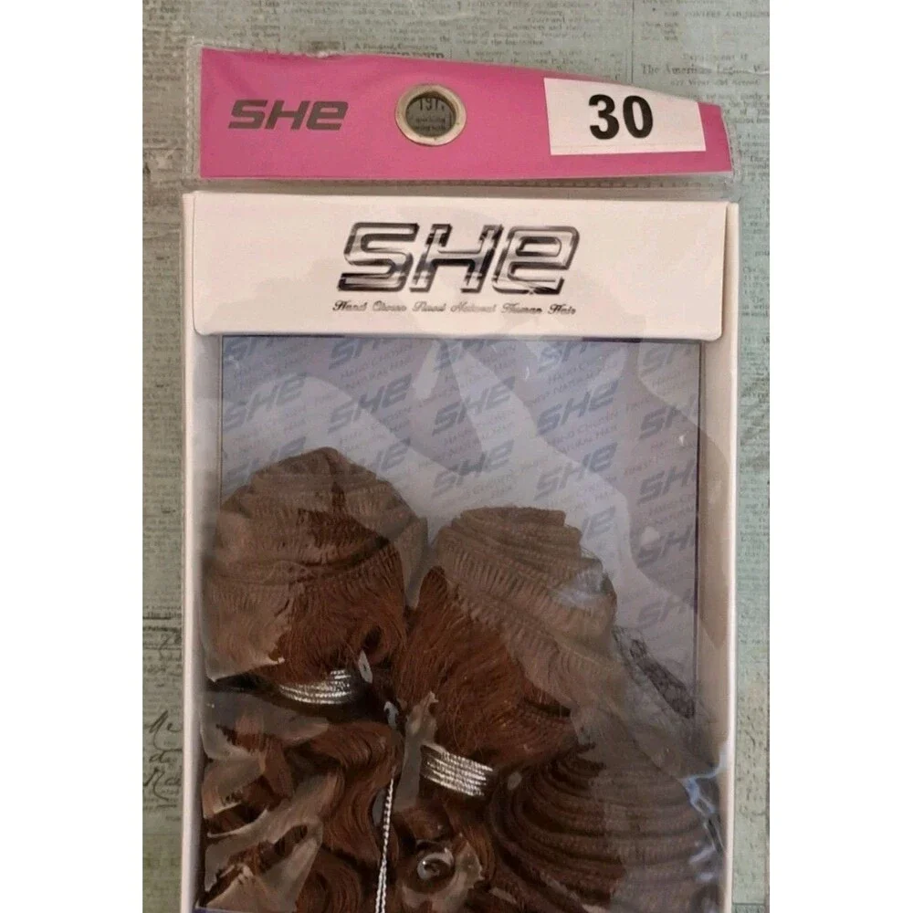 SHE Brazilian Human Hair Jerry Curl #30 3 Bundle Top Closure New In Package
